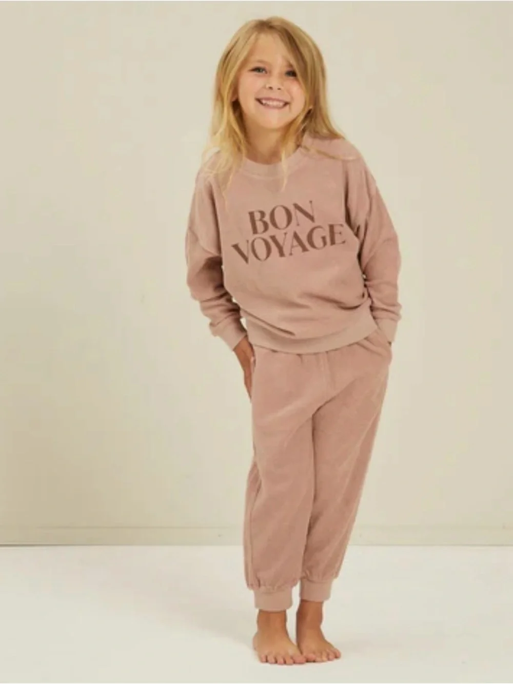 Rylee + Cru Bon Voyage Pink Mauve Terry Sweatshirt Set - sz 2-3 Toddler Girls